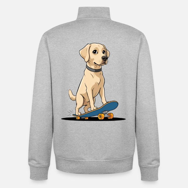 Labrador auf Skateboard Illustration - Unisex Organic Zip Sweatshirt von Stanley/Stella - Grau meliert