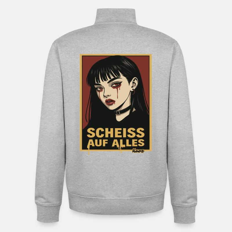 Emo Gothic Girl with Statement - Unisex Organic Zip Sweatshirt by Stanley/Stella - heather grey