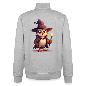 Magical owl wizard with magic wand - Unisex Organic Zip Sweatshirt by Stanley/Stella - heather grey - Back - AI Model Male 185 light (185cm)