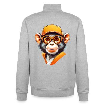 Cool Affe mit Cap und Brille - Unisex Organic Zip Sweatshirt von Stanley/Stella - Grau meliert - Hinten - AI Model Male 185 light (185cm)