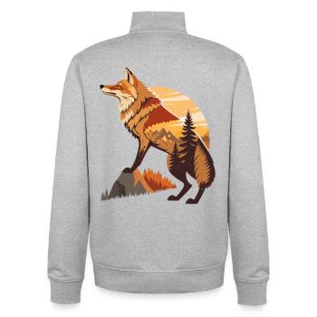 Wald Landschaft mit Fuchs Natur Fuchs Tiere  - Unisex Organic Zip Sweatshirt von Stanley/Stella - Grau meliert - Hinten - AI Model Male 185 light (185cm)