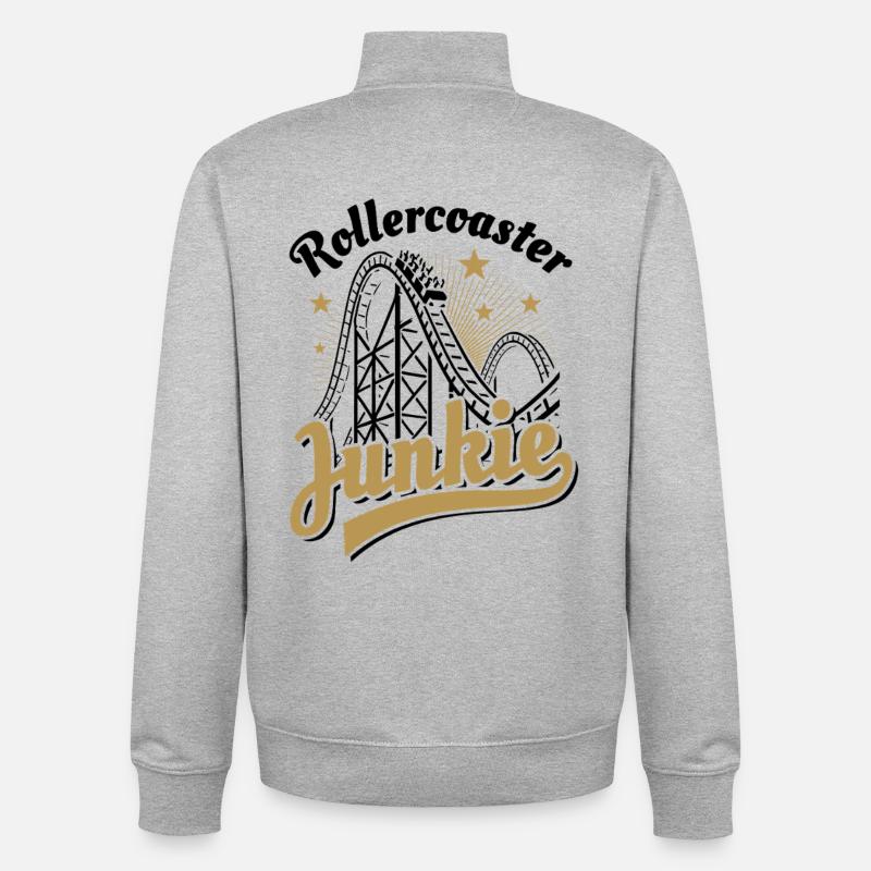 Rollercoaster Junkie - Roller Coaster - Boucle - Sweat zippé unisexe en coton bio Stanley/Stella - gris chiné