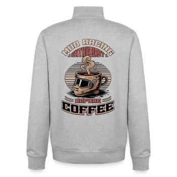 Passionné de courses de boue avant la boue Amateur de café - Sweat zippé unisexe en coton bio Stanley/Stella - gris chiné - Dos - AI Model Male 185 light (185cm)