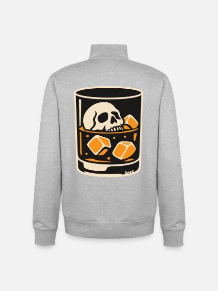 Skull in Glass Illustration - Unisex Organic Zip Sweatshirt by Stanley/Stella - heather grey