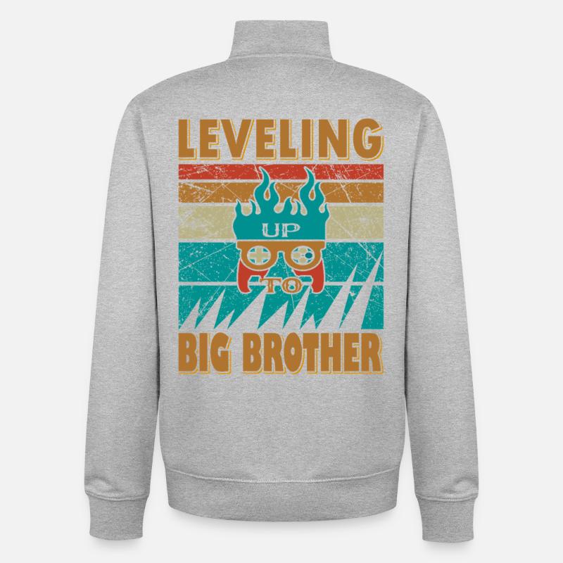 Conception Bruder inspirée du jeu vidéo - Sweat zippé unisexe en coton bio Stanley/Stella - gris chiné