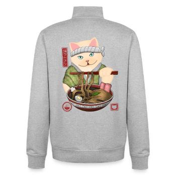 Entzückende Katzenkenner-Nudelschüssel - Unisex Organic Zip Sweatshirt von Stanley/Stella - Grau meliert - Hinten - AI Model Male 185 light (185cm)