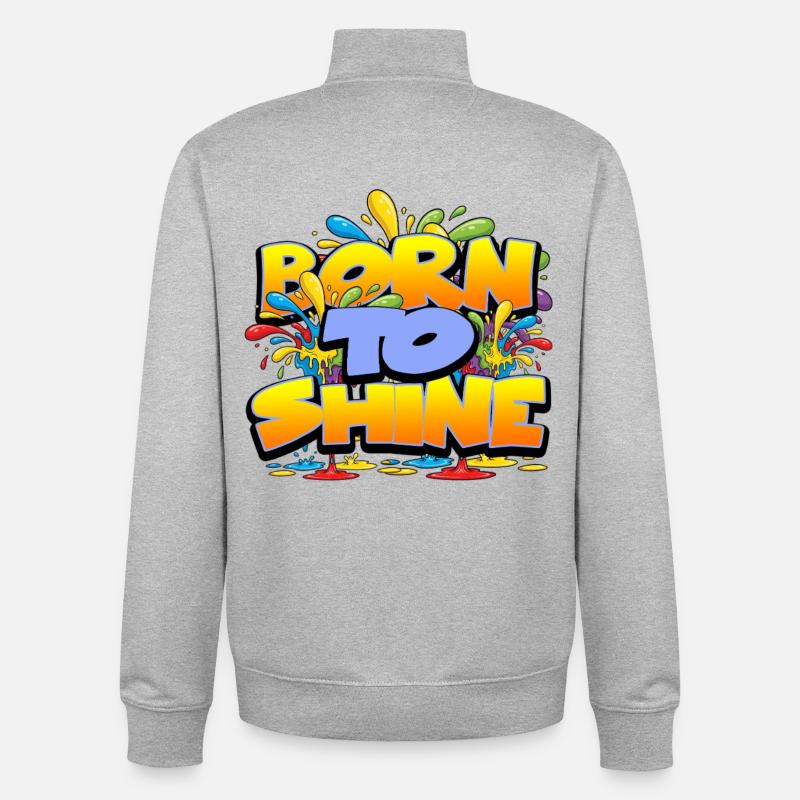 BORN TO SHIN Explosion Colorée un Style Urbain - Sweat zippé unisexe en coton bio Stanley/Stella - gris chiné