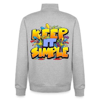 Slogan Coloré Keep It Simple - Sweat zippé unisexe en coton bio Stanley/Stella - gris chiné - Dos - AI Model Male 185 light (185cm)