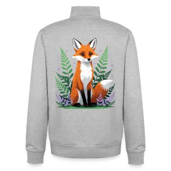 Wald-Fuchs mit Blumen und Blättern - Unisex Organic Zip Sweatshirt von Stanley/Stella - Grau meliert - Hinten - AI Model Male 185 light (185cm)