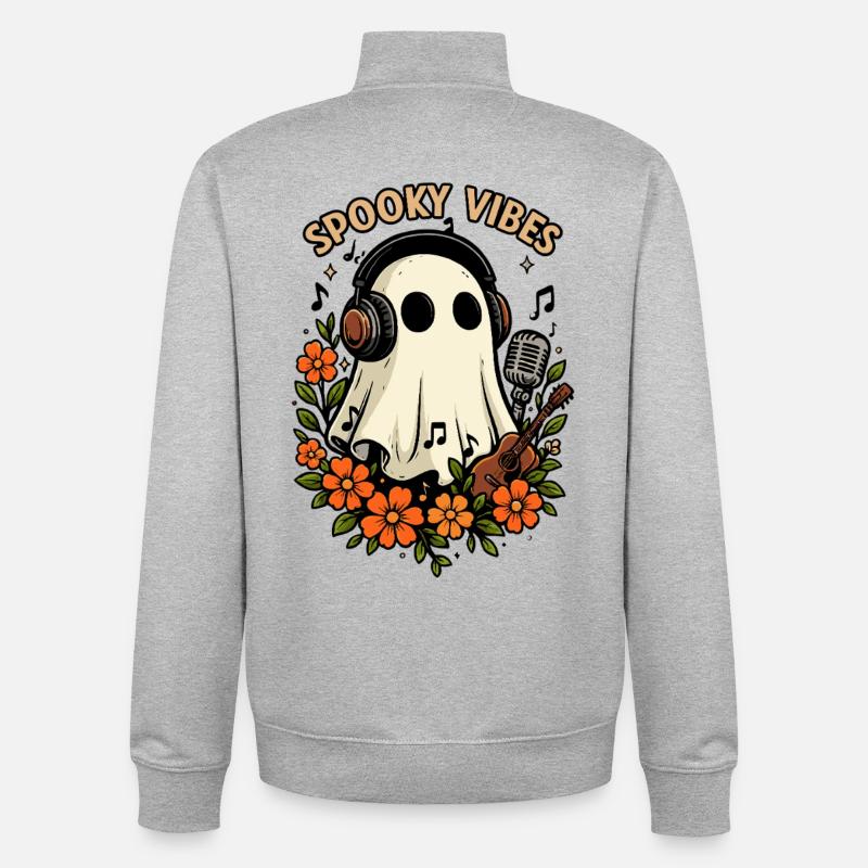 Spooky Vibes Musikgeist Design - Unisex Organic Zip Sweatshirt von Stanley/Stella - Grau meliert