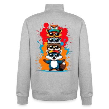 Caricature de lunettes de soleil drôle d’animal - Sweat zippé unisexe en coton bio Stanley/Stella - gris chiné - Dos - AI Model Male 185 light (185cm)