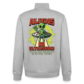 Échographiste extraterrestre ou échographie - Sweat zippé unisexe en coton bio Stanley/Stella - gris chiné - Dos - AI Model Male 185 light (185cm)