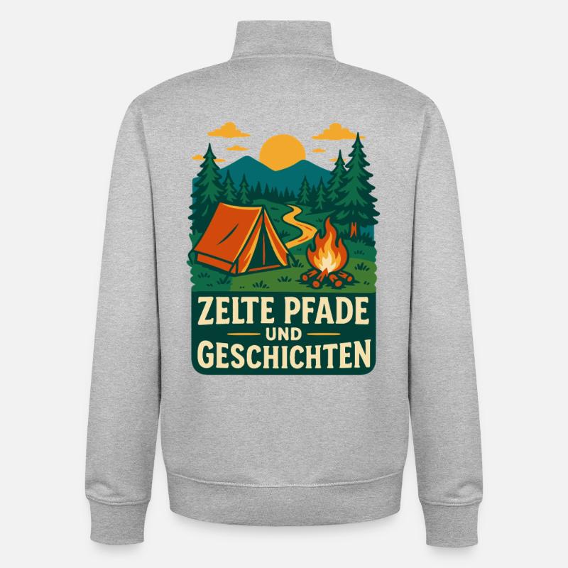 Tentes Sentiers et histoires Camping Aventure - Sweat zippé unisexe en coton bio Stanley/Stella - gris chiné