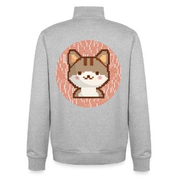 Funny Gamer Pixel Cat Cartoon Design - Unisex Organic Zip Sweatshirt von Stanley/Stella - Grau meliert - Hinten - AI Model Male 185 light (185cm)