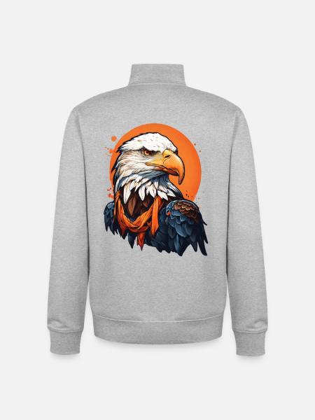 Bald eagle with orange accents - Unisex Organic Zip Sweatshirt by Stanley/Stella - heather grey