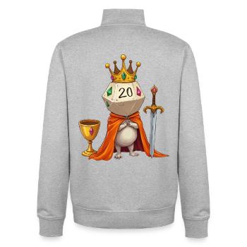 D20 King avec Couronne et Trésor – Dés Fantastiques - Sweat zippé unisexe en coton bio Stanley/Stella - gris chiné - Dos - AI Model Male 185 light (185cm)
