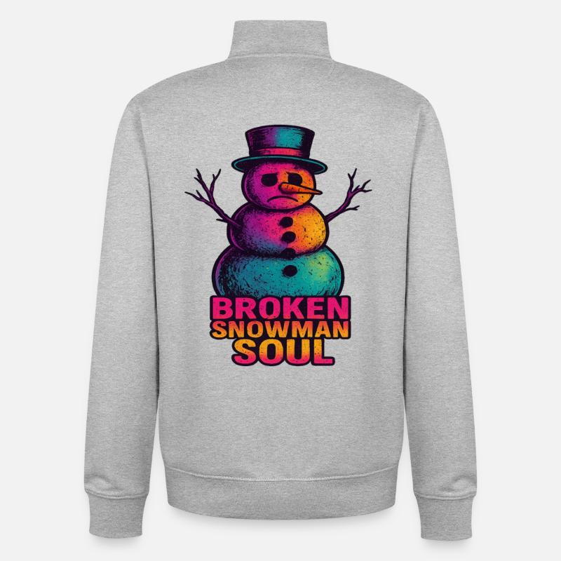 Emo Schneemann - Unisex Organic Zip Sweatshirt von Stanley/Stella - Grau meliert