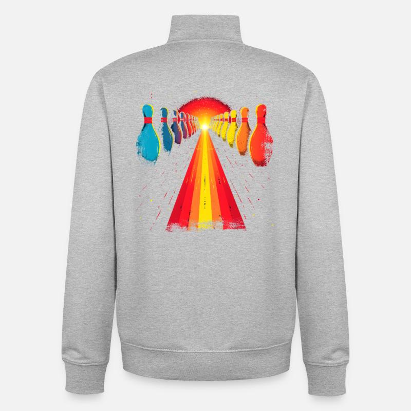 Conception de bowling - Sweat zippé unisexe en coton bio Stanley/Stella - gris chiné