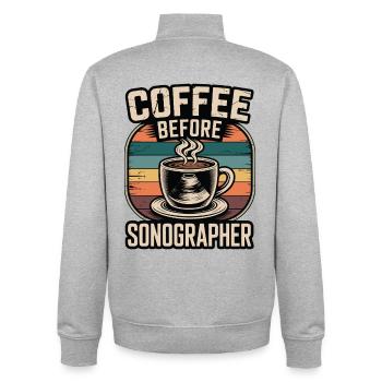 Sonographer Coffee Before Echo Tech Coffee Lover - Unisex Organic Zip Sweatshirt von Stanley/Stella - Grau meliert - Hinten - AI Model Male 185 light (185cm)