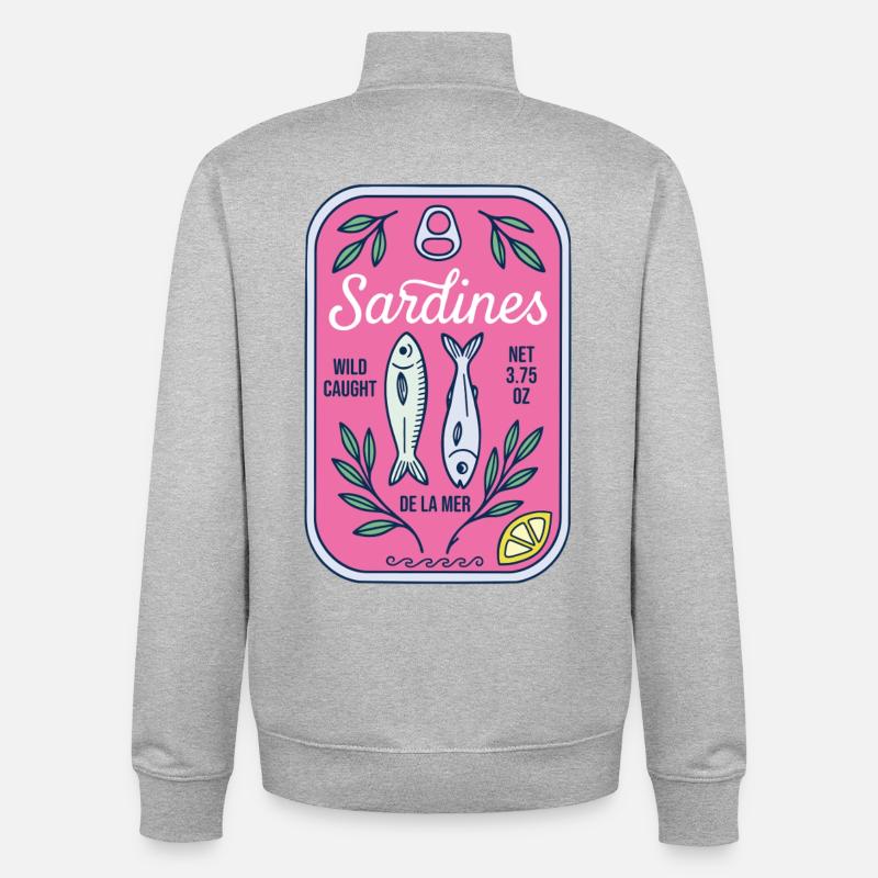 Sardines - Sweat zippé unisexe en coton bio Stanley/Stella - gris chiné