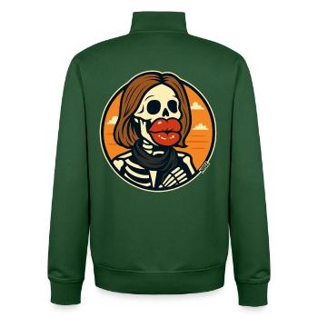 Skelett mit roten Lippen - Unisex Organic Zip Sweatshirt von Stanley/Stella - Flaschengrün - Hinten - AI Model Male 185 dark (185cm)