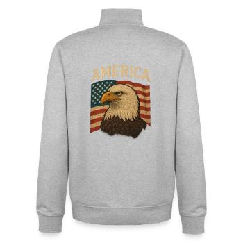American Patriot Design - Unisex Organic Zip Sweatshirt by Stanley/Stella - heather grey - Back - AI Model Male 185 light (185cm)