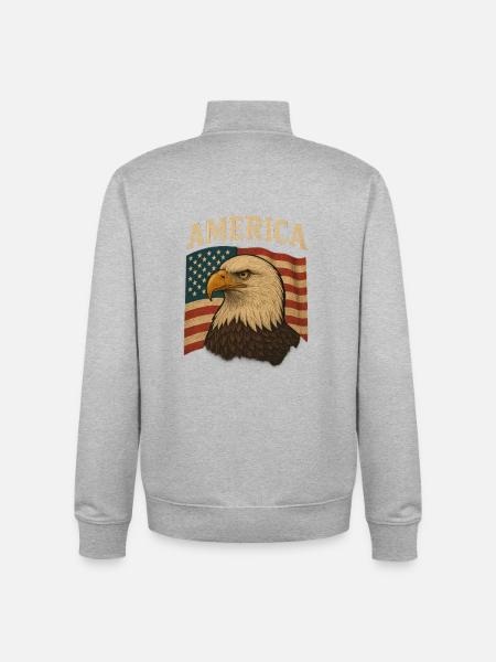 American Patriot Design - Unisex Organic Zip Sweatshirt by Stanley/Stella - heather grey