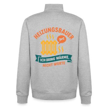 Heizungsbauer Lustiges Motiv - Unisex Organic Zip Sweatshirt von Stanley/Stella - Grau meliert - Hinten - AI Model Male 185 light (185cm)