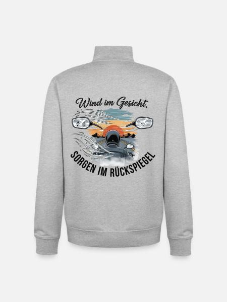 Wind im Gesicht Motorradleben - Unisex Organic Zip Sweatshirt von Stanley/Stella - Grau meliert