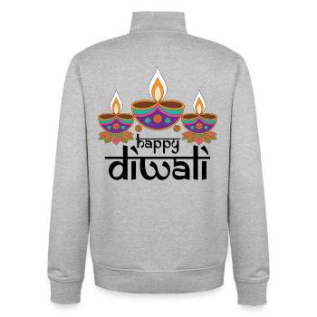 Drei bunte Diyas Festmuster - Unisex Organic Zip Sweatshirt von Stanley/Stella - Grau meliert - Hinten - AI Model Male 185 light (185cm)