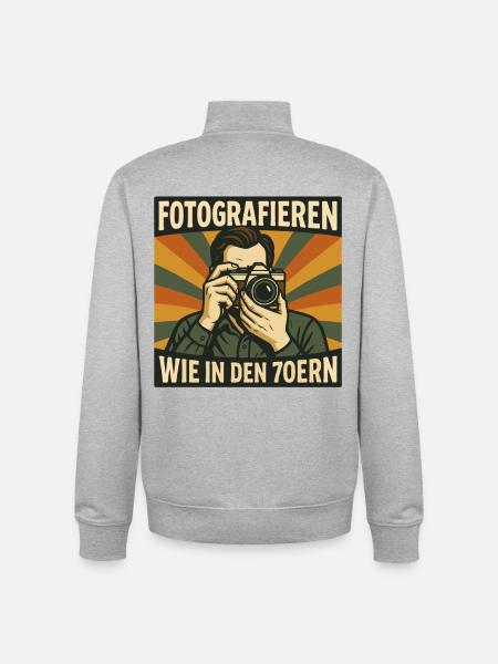 Photographing like in the 70s - Unisex Organic Zip Sweatshirt by Stanley/Stella - heather grey