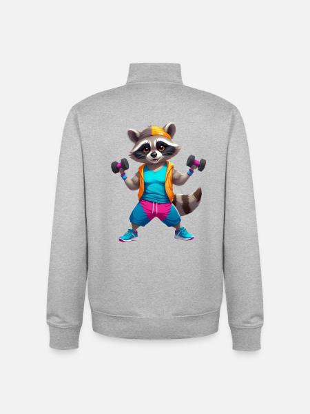 Raffinierter Waschbär Fitnessheld - Unisex Organic Zip Sweatshirt von Stanley/Stella - Grau meliert