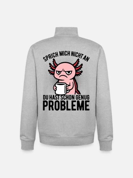 Don't Talk to Me - Axolotl Coffee - Unisex Organic Zip Sweatshirt by Stanley/Stella - heather grey