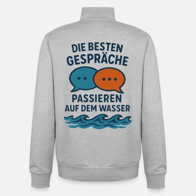 Conversations sur l’eau - Sweat zippé unisexe en coton bio Stanley/Stella - gris chiné