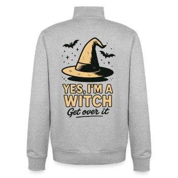 Yes I'm A Witch Get Over It Halloween Party Fun - Unisex Organic Zip Sweatshirt by Stanley/Stella - heather grey - Back - AI Model Male 185 light (185cm)
