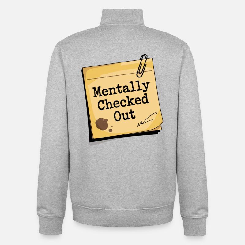Mentally Turned Off Note - Unisex Organic Zip Sweatshirt by Stanley/Stella - heather grey
