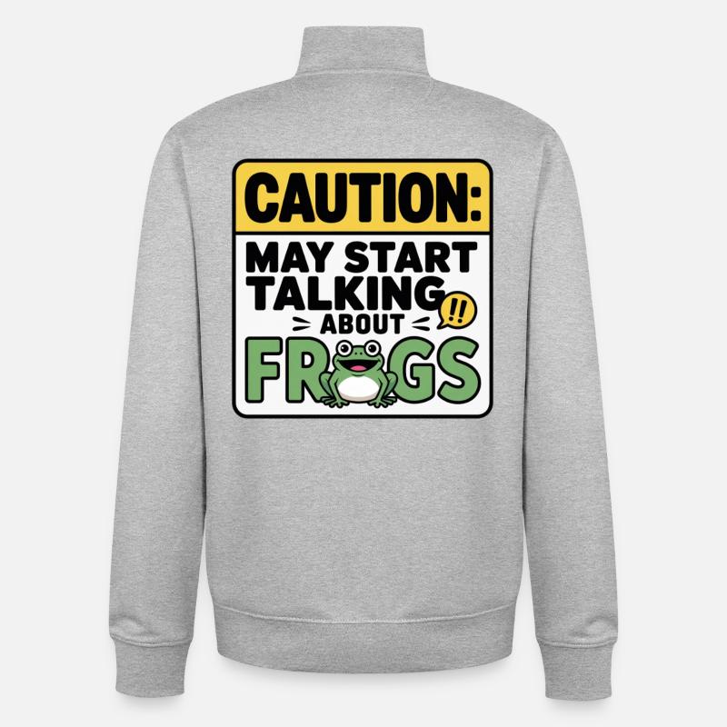 Beware: Conversations about frogs - Unisex Organic Zip Sweatshirt by Stanley/Stella - heather grey