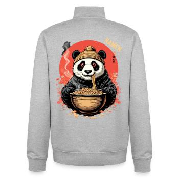 Panda Ramen Bowl Illustration - Unisex Organic Zip Sweatshirt von Stanley/Stella - Grau meliert - Hinten - AI Model Male 185 light (185cm)