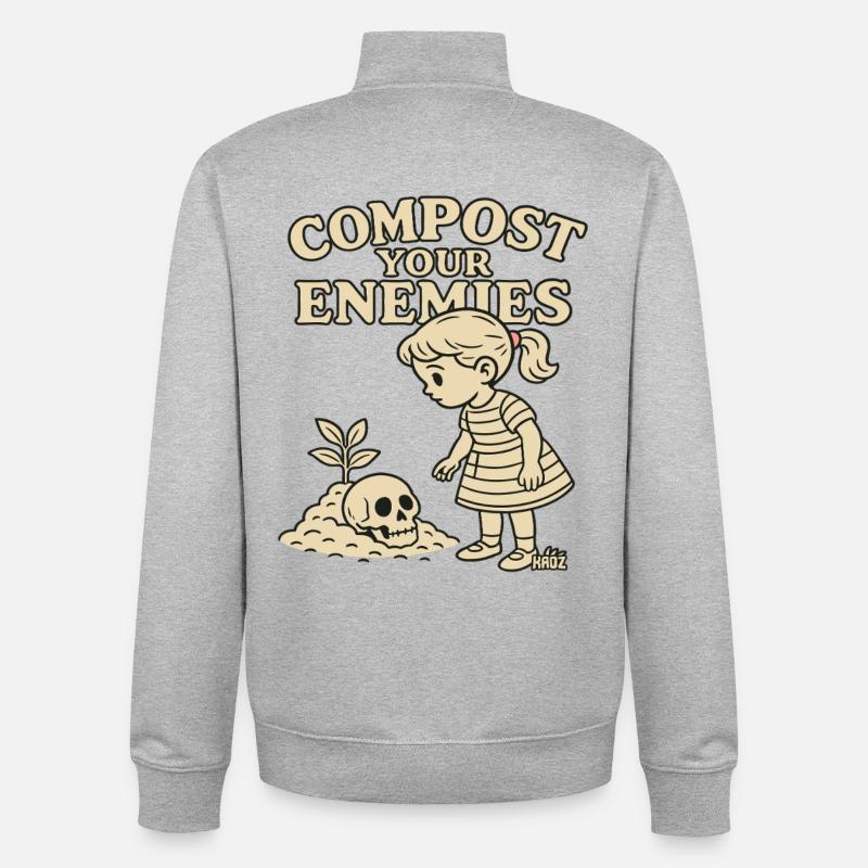 Compostez vos ennemis - Sweat zippé unisexe en coton bio Stanley/Stella - gris chiné