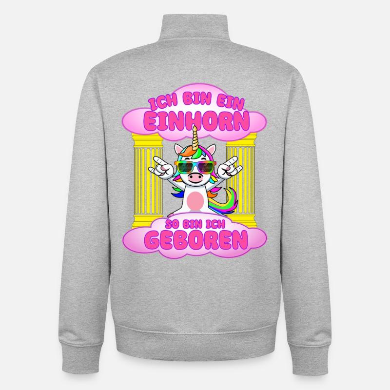 Ich bin Einhorn Geboren - Unisex Organic Zip Sweatshirt von Stanley/Stella - Grau meliert