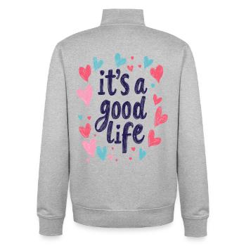 it's a good life - Unisex Organic Zip Sweatshirt von Stanley/Stella - Grau meliert - Hinten - AI Model Male 185 light (185cm)