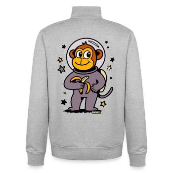 Raketen Affe Astronaut mit Banane - Unisex Organic Zip Sweatshirt von Stanley/Stella - Grau meliert - Hinten - AI Model Male 185 light (185cm)