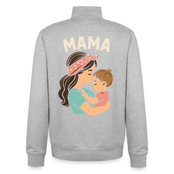 Mutterliebe: Mama und Kind Umarmung - Unisex Organic Zip Sweatshirt von Stanley/Stella - Grau meliert - Hinten - AI Model Male 185 light (185cm)
