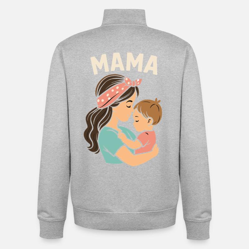 Mutterliebe: Mama und Kind Umarmung - Unisex Organic Zip Sweatshirt von Stanley/Stella - Grau meliert