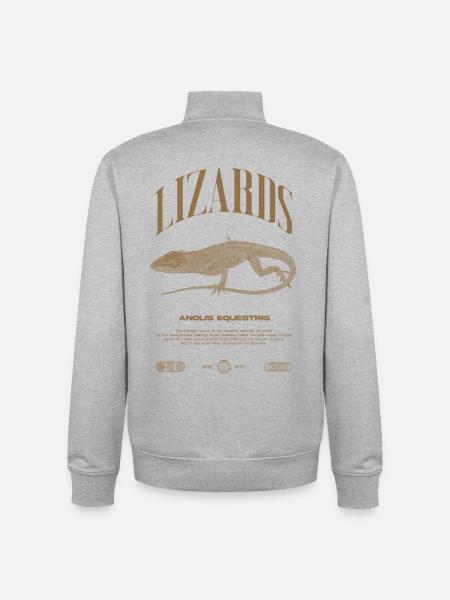 Cuban Knight Anole Reptile Keeper Lizard - Unisex Organic Zip Sweatshirt by Stanley/Stella - heather grey