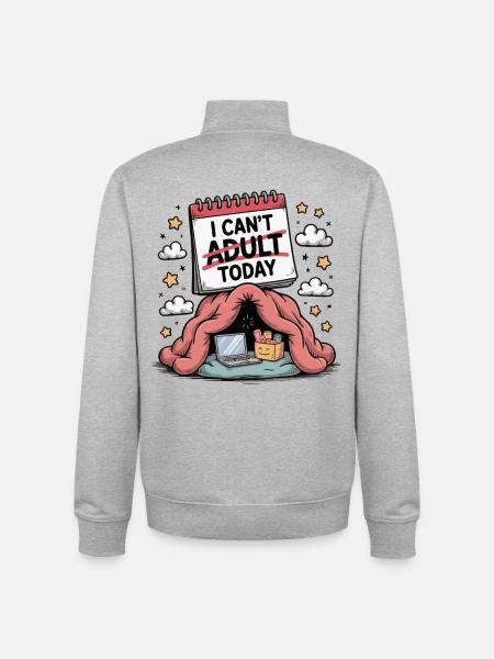 Ich kann heute nicht erwachsen - Unisex Organic Zip Sweatshirt von Stanley/Stella - Grau meliert