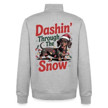 Geschenk für Hundefans Niedlicher Dackel im Schnee - Unisex Organic Zip Sweatshirt von Stanley/Stella - Grau meliert - Hinten - AI Model Male 185 light (185cm)