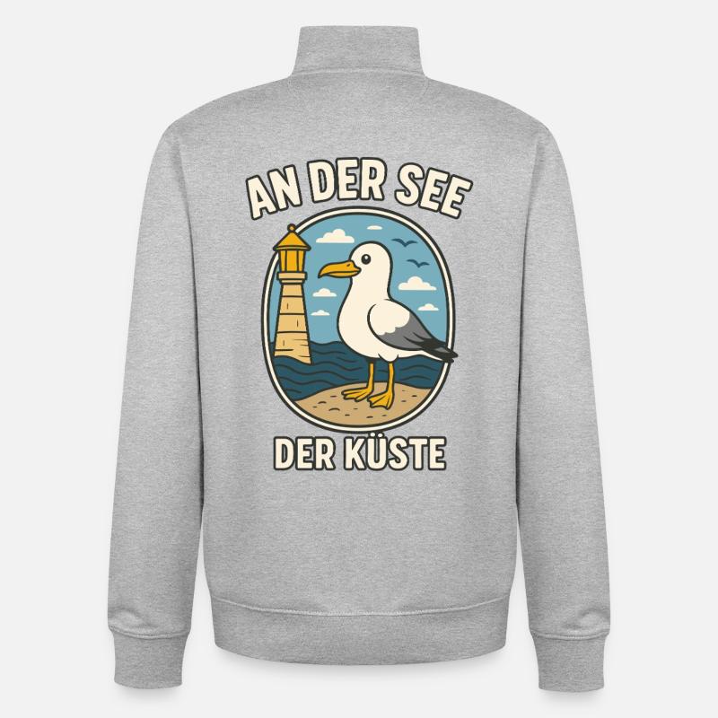 Seemöwe am Küstenleuchtturm - Unisex Organic Zip Sweatshirt von Stanley/Stella - Grau meliert