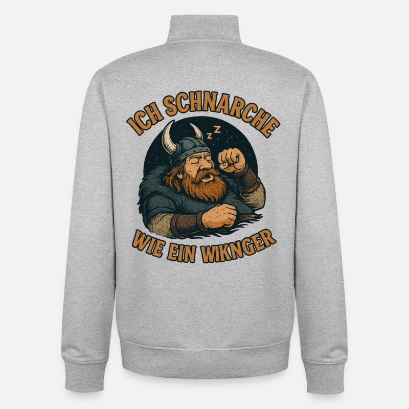 Je ronfle comme un Viking - Sweat zippé unisexe en coton bio Stanley/Stella - gris chiné