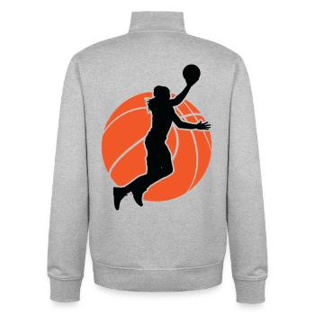 Basketball - Unisex Organic Zip Sweatshirt by Stanley/Stella - heather grey - Back - AI Model Male 185 light (185cm)